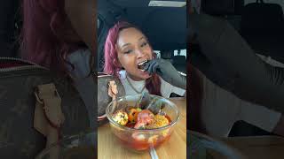 A Whole Lobster Tail SEAFOOD BOIL Mukbang in the Car mukbang queenbeast foodie seafood lobster [upl. by Flodur]