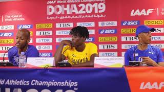 Doha WC 2019  Mens Long Jump Final Press Conference [upl. by Leuamme461]