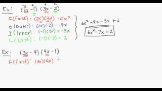 Algebra Expanding the Product of Two Binomial Factors FOIL Part 1 [upl. by Hakeem901]