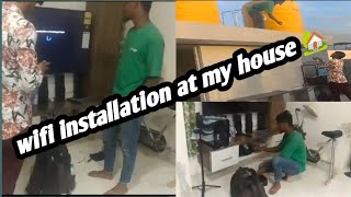 Wifi installation at my home 🏡viral videowifi service personShaik Misba Hussain vlogs [upl. by Esorlatsyrc509]