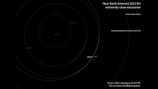 NearEarth Asteroid 2023 BU extremely close encounter online observation – 26 Jan 2023 [upl. by Mulford322]