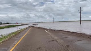 Flooding on Highway 54 near Goodwell Oklahoma Credit Roger Edenborough [upl. by Ellerud]