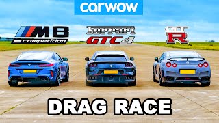 BMW M8 vs Nissan GTR vs Ferrari V12  DRAG RACE [upl. by Savell]