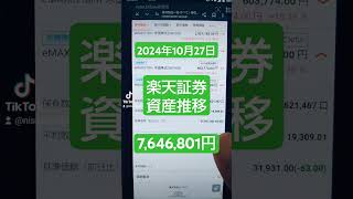 【2024年10月27日日】楽天・SBI証券・ビットコイン「資産の推移」→￥7646801円！積立ニーサ [upl. by Erline]