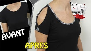 DIY couturemon tshirt se transforme pour dénuder mes épaules [upl. by Ardnekahs]