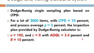 QUALITY MANAGEMENT I ACCEPTANCE SAMPLING I L6 I DODGEROMIG amp MILSTD105E TO DESIGN SAMPLING PLAN [upl. by Ttelracs40]