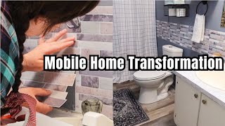 OLD SINGLE WIDE TRANSFORMATION  MOBILE HOME MAKEOVER  HOME IMPROVEMENTS BATHROOM [upl. by Aelem]