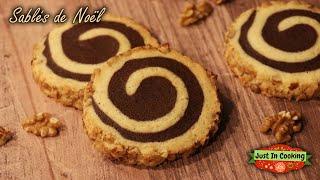 ❅ Recette de Sablés Spirales de Noël Chocolat Fève Tonka et Noix ❅ [upl. by Domash37]