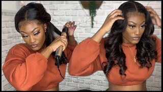 BOMBSHELL FLAT IRON CURLS TUTORIAL  A FEW STYLES [upl. by Llered6]