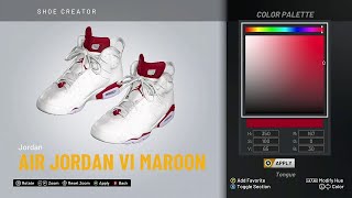 NBA 2K24 Shoe Creator  Jordan 6 quotMaroonquot [upl. by Elatia537]