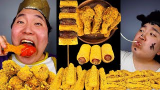 Crispy Bburingkle Chicken Mukbang Cheese Sticks Spicy Chicken Cheese Balls Corndog Asmr [upl. by Cosmo357]