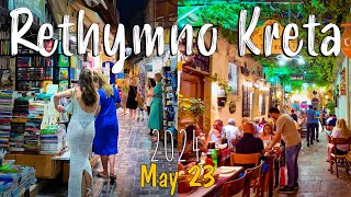 Rethymno Kreta walking tour 4k amazing evening night vibes Greece 2024 [upl. by Yrrep]