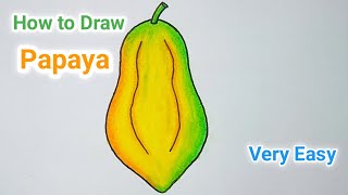 How to Draw Papaya Easy Step by Step  Papaya drawing Easy [upl. by Afatsum159]