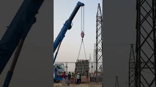 liebherr ltm 1100 mobile crane 50 ton transformer unloading liebherrcranes mobilcrane african [upl. by Corena]