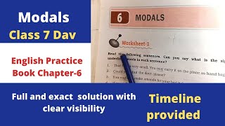 Modals class 7 Dav  Dav Class 7 English Practice Ch6 Modals Full Solution  Collection of buddy [upl. by Etterual941]