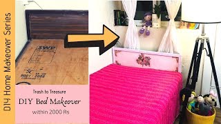 DIY Furniture Makeover  Budget Friendly DIY Bed Makeover  How to paint on a laminate or Sunmica [upl. by Hailey]