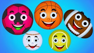 Learn Colors with Balloons Popping Sports Ball Finger Family Nursery Rhymes Songs For kids Children [upl. by Harbert]