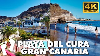 PLAYA DEL CURA Gran Canaria Spain 🇪🇸  Beach Walking Tour 🏖️🚶  4K UHD [upl. by Nadia975]