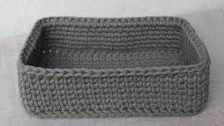 prostokątny koszyk ze sznurka bawełnianego  rectangular crochet basket [upl. by Regina]