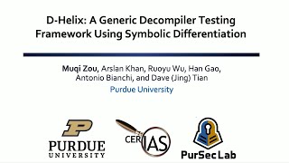 USENIX Security 24  DHelix A Generic Decompiler Testing Framework Using Symbolic Differentiation [upl. by Briney212]