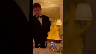 The making of Best Crêpes Suzette at Restaurant Lasserre Michelin 1star in Paris 🇫🇷 [upl. by Enyawed]