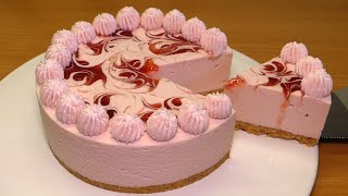 NoBake Strawberry Cheesecake  Strawberry Swirl Cheesecake Made with Jam  No Egg No Oven [upl. by Marashio864]