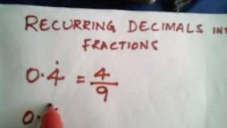 Vedic maths  converting recurring decimals into fractions  worlds easiest and fastest way by VSR [upl. by Labotsirhc]