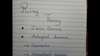 zero divisor integral domain important results of ring theory [upl. by Elocal]