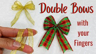 How to Make a Small Double Bow  Tie with your Fingers [upl. by Llewen]