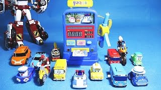 로보카폴리 주유소 또봇 X Y 다이노포스 디노체이서 타요 장난감 주유놀이 Robocar Poli Petrol station toy [upl. by Cavit]