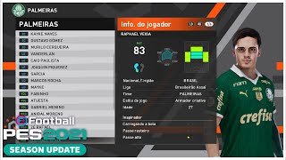 PES 2021 PATCH BMPES V107 FACESOVERALL DE TODOS OS JOGADORES DO PALMEIRAS TEMPORADA 2024 [upl. by Cutlip]