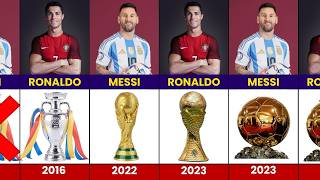 LIONEL MESSI vs CRISTIANO RONALDO  Trophy and Award Comparison  Whos the GOAT [upl. by Annahsed]