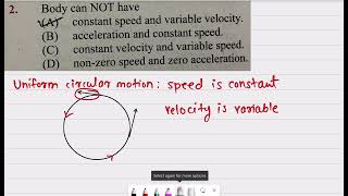 2 Body can NOT have A constant speed and variable velocity B acceleration and constant speed [upl. by Estella]