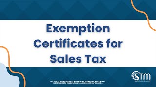 Exemption Certificates for Sales Tax [upl. by Ayihsa129]