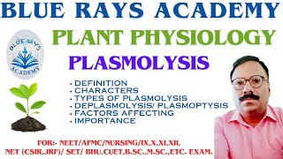 PLASMOLYSIS DEFINITION  CHARACTERS  TYPES  DEPLASMOLYSIS  FACTORS AFFECTING  IMPORTANCE [upl. by Lilla]