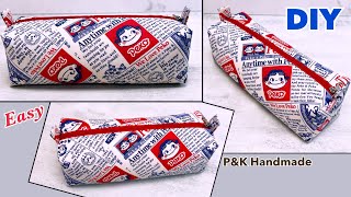 EASY TO MAKE ✅ HOW TO MAKE PENCIL CASE ZIPPER POUCH  MAKING POUCH BAG EASILY AT HOME  PampK HANDMADE [upl. by Aliuqa889]