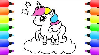 HOW to DRAW a UNICORN Easy amp Cute Drawing for Kids [upl. by Asyla260]