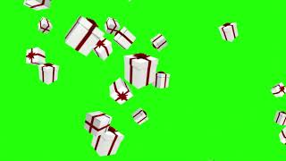 Red and White Christmas Presents Falling on Green Screen  Chroma key Background  4K  FREE TO USE [upl. by Ahsuat]