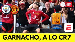 GOL DE GARNACHO para el 10 del MANCHESTER UNITED vs MAN CITY de GUARDIOLA  Community Shield [upl. by Aguste]