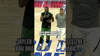 Jaylen Brown greets the crowd in Arabic before CelticsNuggets game in Abu Dhabi [upl. by Igenia824]