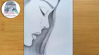 How to draw a sad girl  step by step  Pencil sketch Tutorial  Art video [upl. by Oecam]