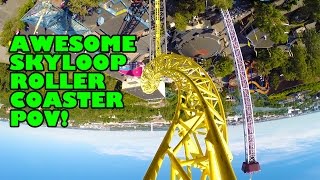 Ukko Skyloop Roller Coaster Front Seat View POV Linnanamki Finland rollercoaster rollercosterpov [upl. by Mcgurn]