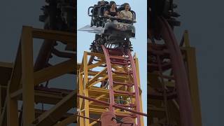 Dare Devil Dive  STEEP BEYOND VERTICAL DROP sixflagsovergeorgia rollercoaster amusementpark [upl. by Ainesy118]