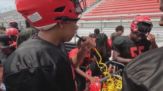 High school football players battling through the heat during fall camp [upl. by Karrie]