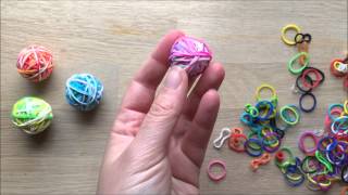 How to Make a Rainbow Loom Bands Bouncy Ball With Captions [upl. by Annoed]