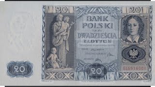 Banknot 20 zł z 1936 roku [upl. by Aztilay]