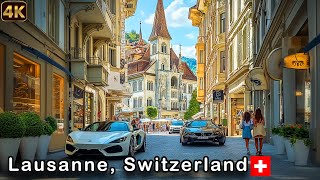 Lausanne Switzerland  Elegant Lakeside City on Lake Geneva  Walking tour 4K [upl. by Refinnaj]