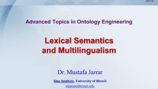 Lexical Semantics And Multilingualism Part 12 [upl. by Haniraz]