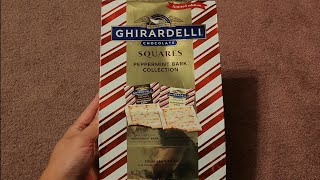 Costco Sale Item Review Ghirardelli Dark and Milk Chocolate Peppermint Bark Squares Taste Test [upl. by Lachman]