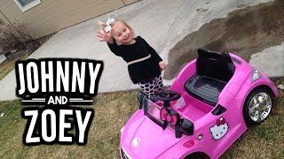 Power Wheels quotHello Kittyquot a Power Wheels Style Kid Car Power Wheels Video by JohnnyAndZoey [upl. by Urban]